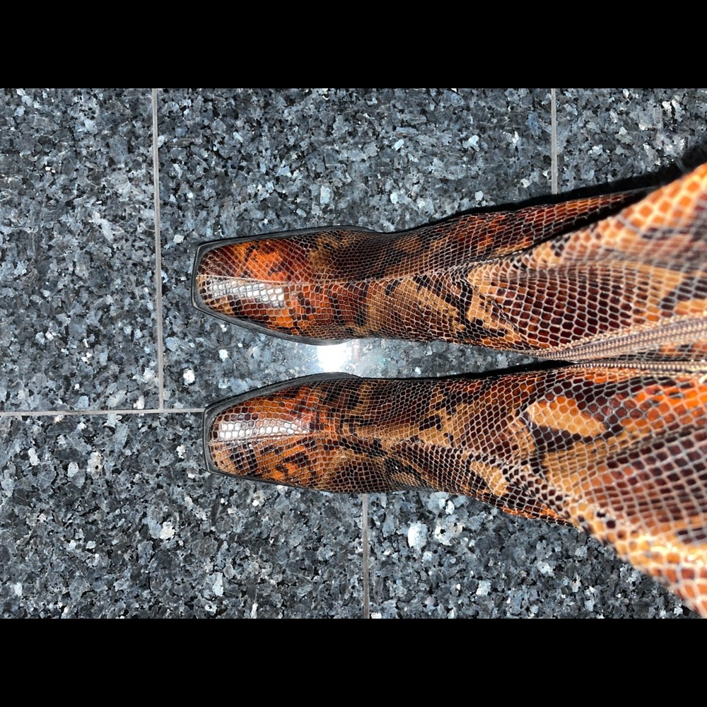 Cordani Snakeskin Leather Brown Mid Calf Boot Size 6 EU 36 Made In Italy - Picture 4 of 17